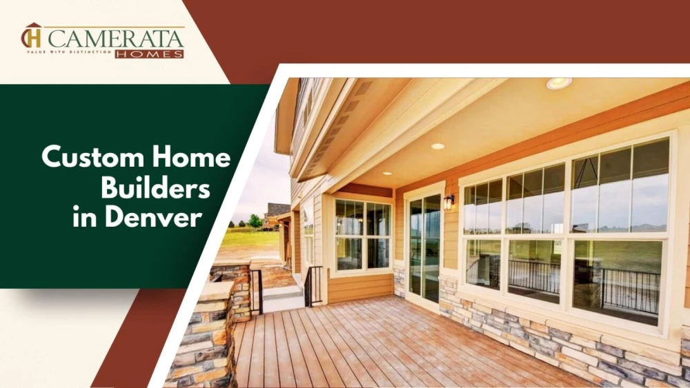 Custom Denver home featuring spacious covered deck and large modern windows